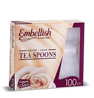 [100 Teaspoons] Embellish Crystal Clear Disposable Heavy Duty Plastic Spoons, Ideal For Wedding, Catering, Parties, Buffets, Events, Or Everyday Use,