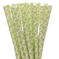 Biodegradable Paper Straws Lime Green Foil Solid (25)