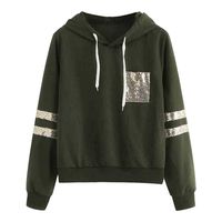 WYTong Newest! Women Sequin Pocket Pullover Hoodie Sweatshirt Teen Girl Casual Long Sleeve Jumper Crop Pullover Top