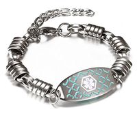 JF.JEWELRY Stainless Steel Elliptic Etching Tags Medical Alert ID Bracelet for Women,Free Engraving