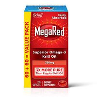 Omega-3 Krill Oil 350mg Softgels, MegaRed (120 count in a bottle), EPA & DHA Omega-3 Fatty Acids With No Fishy Aftertaste Unlike Fish Oil, Contains Antioxidant Astaxanthin