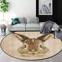 RUGSMAT House Decor Super Soft Circle Rugs for Girls,Rabbit Portrait with Digital Geometrical Dots Points Vintage Color Bunny Face Baby Room Decor Round Carpets,Round-47 Inch Light Brown