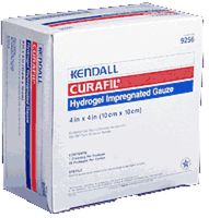 Kendall Healthcare Curafil Hydrogel Impregnated Gauze Dressing 2" L x 2" W Square Shape 1Oz Gel Pad, Clear, Sterile (Box of 25 Each)