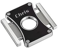 Personalized Caseti Dion Black Double Guillotine Cigar Cutter with Free Engraving