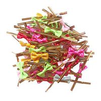 Homyl 50 Pieces Lovely Cute Bow Twist Tie Metallic Twist Ties 8cm for Bakery Candy Lollipop Cello Bag Baking Bread Bag Sealing Cookie Packing Bags Wire Lollipop Cake Pops Packing Supplies - #1