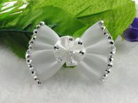 12pcs Bow Tie and Diamond Ribbon Flower Appliques Craft Wedding Lots Upick (White)