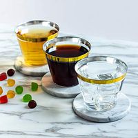 Plastic Cups 9 oz - 50 Count - Hard Disposable Party Cups - Plastic Clear Wine Cups - Premium Cocktail Tumblers for Weddings, Birthdays, Bridal Shower, Bachelorette Party, Catering (Gold)