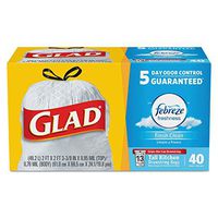 Glad 78361 OdorShield Tall Kitchen Drawstring Trash Bags, White, 13 Gal, 0.95 Mil, 240/Cs, Lot of 1