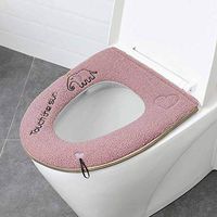 Efaster Toilet Seat Cover Pads with Zipper, Winter Warm Toilet Seat Cushion Mat, Washable Bathroom Soft Thick Toilet Lid Seat Cover Pads Toilet Lids Covers, Best Gift for Your Family (Pink)