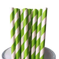 Free DHL 500 pcs Lime Green Striped Paper Straws Bulk, Stripe Lime Green and White Paper Drinking Straws for Party, Wedding, Birthday, Christmas, Mason Jar Straws