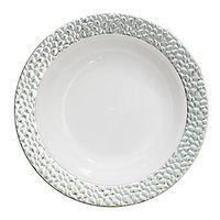 Hammered Effects Elegant China-like Disposable Soup Bowls, White and Silver, 10 Count (Pack of 4)
