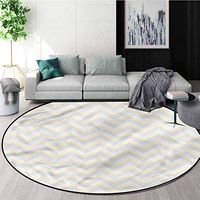 RUGSMAT Grey Round Kids Rugs,Vintage Chevron Artsy Foam Mat Living Room Decor Round-59