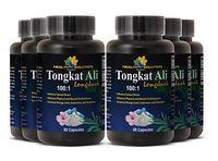 Longjack Bulk Supplements - TONGKAT ALI Root Extract 100 : 1 400MG - Maintain Strength (6 Bottles)