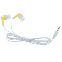 Wholesale Earbuds Bulk Headphones Individually Bagged 50 Pack For Iphone, Android, MP3 Player For Schools, Libraries, Hospitals (Yellow)