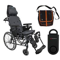 Karman MVP502 20" Width X 18" Depth seat Lightweight Ergonomic Reclining Wheelchair & Free 130 dB Black Personal Safety Alarm/Siren! + Black Bag with Trim!