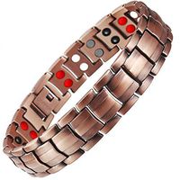 Copper Magnetic Bracelet for Men Double Row Magnets 3500 Gauss Pain Relief for Carpal Tunnel with Free Link Removal Tool,A