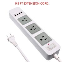 Power Strip White 2 to 3 Prong, 2 Prong USB Power Strip with 9.8ft Extension Long Cord, 3-Outlet Surge Protector with 4 USB Charging Ports for Workbench, Nightstand, Home, Office and Hotel