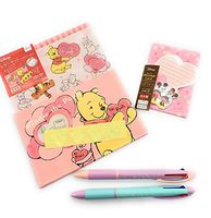 Cute Letter Set (Winnie the Pooh) | Mini Message Card (mickey and minnie Heart) 2(3 color ball point pen) Pen writing ("This is my pen""Yes!!!")