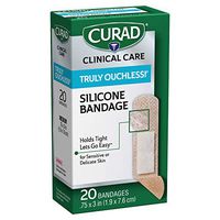 Curad Truly Ouchless Silicone Adhesive Bandages, Fabric Bandages are .75 x 3 inches, for Delicate or Sensitive Skin, 20 Count