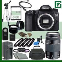 Canon EOS 70D Digital SLR Camera and Canon 75-300mm III USM Lens + 64GB Green's Camera Package 2