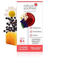 Nature Soothie Immune Soothie Honey Lollipops with Herbal extracts for Immunity Boost and Support (Black Elderberry & Chamomile Extract) 12 Count (1 Pack)