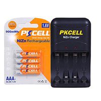 4Pcs 1.6V AAA 900mWh Ni-Zn Rechargeable Battery with Ni-Zn AAA Battery Charger