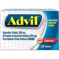 Advil Film Coated Tablet Pain Reliever and Fever Reducer, Ibuprofen 200mg, 20 Count, Fast-Acting Formula for Headache Relief, Toothache Pain Relief and Arthritis Pain Relief