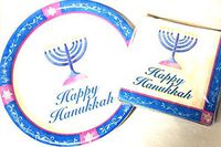 Happy Hanukkah Paper Napkins (20 Count) and Plates (10 Count) - Bright Menorah