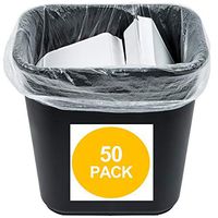 50 Small to Medium Trash Bags | 7-8-9-10 Gallon Trash Bags | 24" x 24" Clear Garbage Bags - Commercial Waste Basket Trash Bags | Bulk Plastic Bathroom Trash Can Liners | Office Shredder Bags