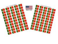 Made in USA! 100 Country Flag 1.5" x 1" Self Adhesive World Flag Scrapbook Stickers, Two Sheets of 50, 100 International Sticker Decal Flags Total (Portugal)