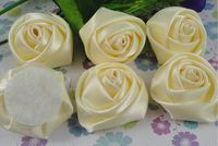 15pcs Big Satin Ribbon Rose Flower DIY Craft Wedding Appliques Lots Ivory