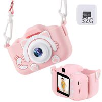 Kids Camera Upgraded Kid Digital Camera for Girls and Boys,1080 IPS Child Video Camera Toys Gift for 3-10 Years Old Children [32GB Memory Card,Protective Case Include](Pink)