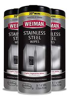 Weiman Stainless Steel Cleaner Wipes (3 Pack) Removes Fingerprints, Residue, Water Marks and Grease from Appliances - Works Great on Refrigerators, Dishwashers, Ovens, and Grills