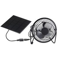 TOOGOO 4 Inch Cooling Ventilation Fan USB Solar Powered Panel Iron Fan For Home Office Outdoor Traveling Fishing