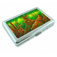 Fantasy Forest Plant Em1 Hip Silver Cigarette Case Id Holder Metal Wallet 4" X 2.75" RFID Protection