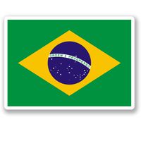 2 x 10cm- 100mm Brazil Flag Vinyl SELF ADHESIVE STICKER Decal Laptop Travel Luggage Car iPad Sign Fun #4549