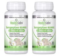 Health labs Nutra Serrapeptase 60-Day Supply Supplement for Inflammation, Sinus Issues, Asthma, Arterial Blockage, Joint Pain – 80,000 SU Maximum Potency (Pack of 2)