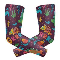 Men's UV Protection Arm Sleeve Red Dinosaur Birthday Party Supplies Compression Arm Sleeve, Skin Protection Cooler Cycling Sleeves for Outdoor Activities to Cover Arms