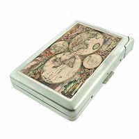Perfection In Style Metal Cigarette Case with Built in Lighter Vintage World Maps Design 007