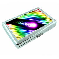 Rainbow Jellyfish Em1 Hip Silver Cigarette Case Id Holder Metal Wallet 4" X 2.75" RFID Protection