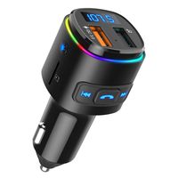 (Upgraded Version) Bluetooth FM Transmitter for Car, QC3.0 Charging, Dual USB Ports, 7 Color RGB LED Backlit Bluetooth Car Adapter, Support Siri Google Assitant, U Disk, SD Card, Hands-Free Car Kit