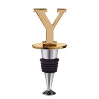 Wine and Beverage Bottle Stopper With Gold Finish (Letter Y)