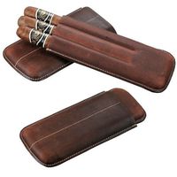 Visol "Outback" Brown Leather Cigar Case - Holds 3 Cigars