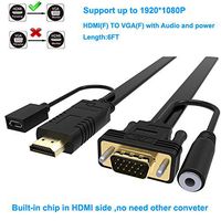 Home Theater 6 FT HDMI to VGA Adapter Cable Cord with chip Male to Male +Audio+Micro USB Power for TV for Monitor