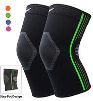 Compression Knee Sleeve for Running Premium Knee Brace for Basketball Crossfit Squats Weightlifting Arthritis and Knee Pain Stay-Put Breathable (Green, Medium 2-Pack)