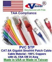 Vaster Cat.6A Cable, 3 Pcs/Pack, 7 Ft STP CAT6A 550Mhz Shielded Patch Cable