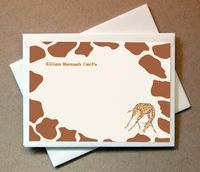 Personalized Giraffe Note Cards (40 Non-foldover Cards and Blank Envelopes)