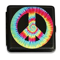 Hard Box Cigarette Wallet Carrying Case for 100 mm Cigarettes, Cash & Cards - Peace Sign