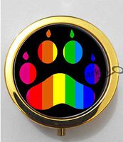 BlackKey Colorful Rainbow Gay Pride Dog Paw Print 3-Compartment Decorative Pocket Gift Box Case Organizer for Pill, Color 2 -36