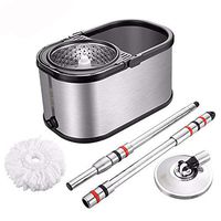 Broom and Dustpan With Long Handle Telescopic Upri Rotating mop - stainless steel lazy mop, household absorbent mop (Size : There are five mop heads)